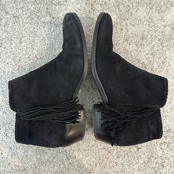 Sam Edelman Paige Black Fringe Ankle Boots - Picture 8 of 11